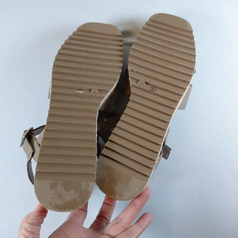 A.N.A Ana Eloise 8M Espadrille Wedge Sandals Ankle Strap Crossband Light Brown - Picture 6 of 11